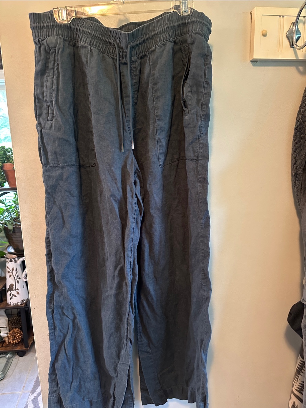 Athleta Women's Boot-Cut Linen-Blend Pants in Slate Blue
